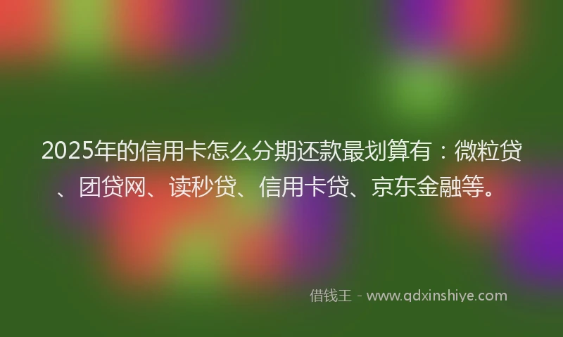 2025年的信用卡怎么分期还款最划算有：微粒贷、团贷网、读秒贷、信用卡贷、京东金融等。