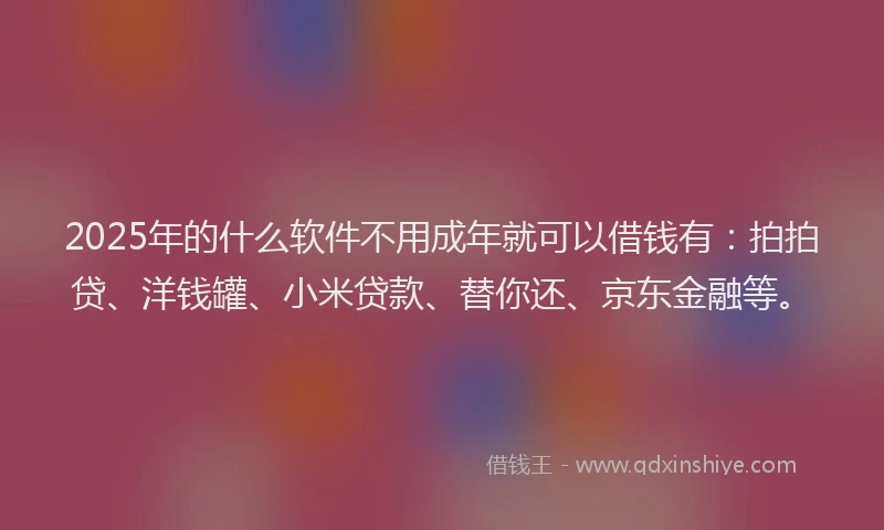 2025年的什么软件不用成年就可以借钱有：拍拍贷、洋钱罐、小米贷款、替你还、京东金融等。