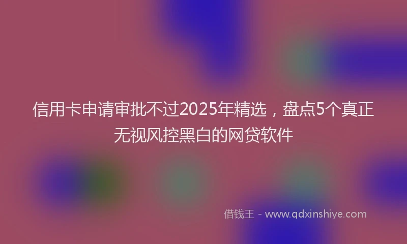 信用卡申请审批不过2025年精选，盘点5个真正无视风控黑白的网贷软件