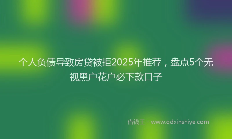 个人负债导致房贷被拒2025年推荐，盘点5个无视黑户花户必下款口子