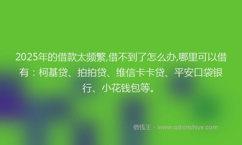 2025年的借款太频繁,借不到了怎么办,哪里可以借有：柯基贷、拍拍贷、维信卡卡贷、平安口袋银行、小花钱包等。