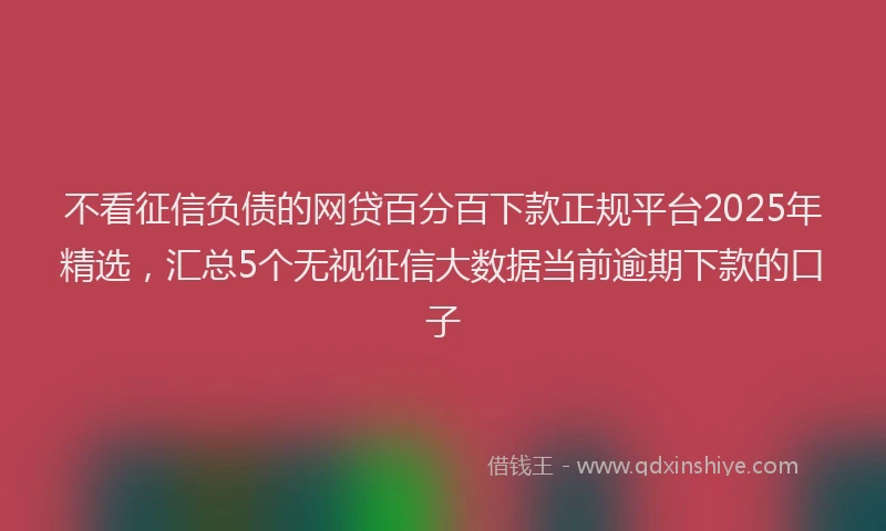 不看征信负债的网贷百分百下款正规平台2025年精选，汇总5个无视征信大数据当前逾期下款的口子