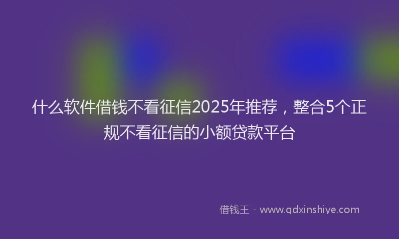 什么软件借钱不看征信2025年推荐，整合5个正规不看征信的小额贷款平台