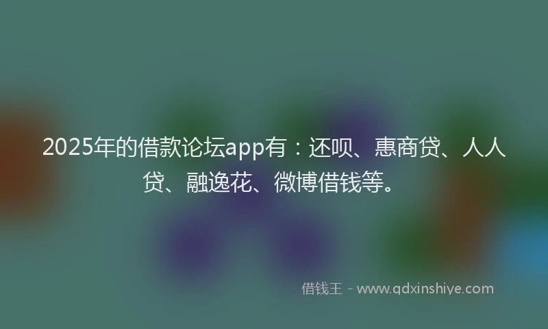 2025年的借款论坛app有：还呗、惠商贷、人人贷、融逸花、微博借钱等。
