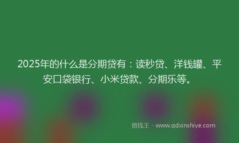 2025年的什么是分期贷有：读秒贷、洋钱罐、平安口袋银行、小米贷款、分期乐等。