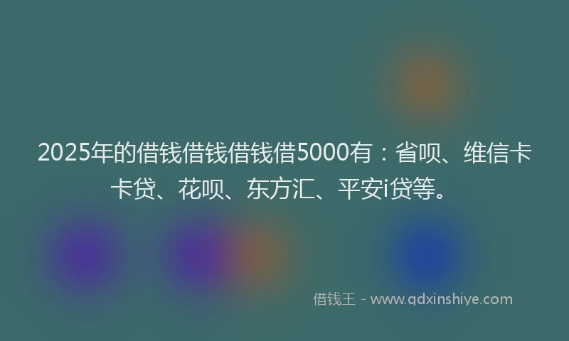 2025年的借钱借钱借钱借5000有：省呗、维信卡卡贷、花呗、东方汇、平安i贷等。