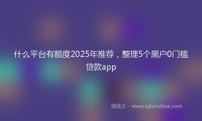 什么平台有额度2025年推荐，整理5个黑户0门槛贷款app