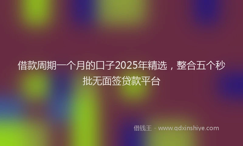 借款周期一个月的口子2025年精选，整合五个秒批无面签贷款平台
