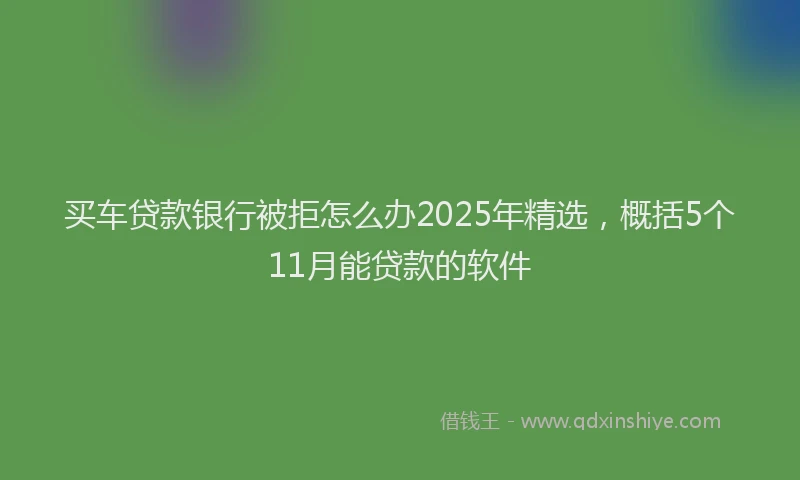 买车贷款银行被拒怎么办2025年精选，概括5个11月能贷款的软件