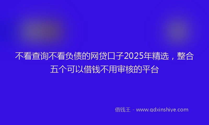 不看查询不看负债的网贷口子2025年精选，整合五个可以借钱不用审核的平台