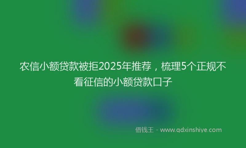农信小额贷款被拒2025年推荐，梳理5个正规不看征信的小额贷款口子