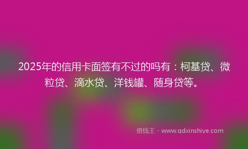 2025年的信用卡面签有不过的吗有：柯基贷、微粒贷、滴水贷、洋钱罐、随身贷等。