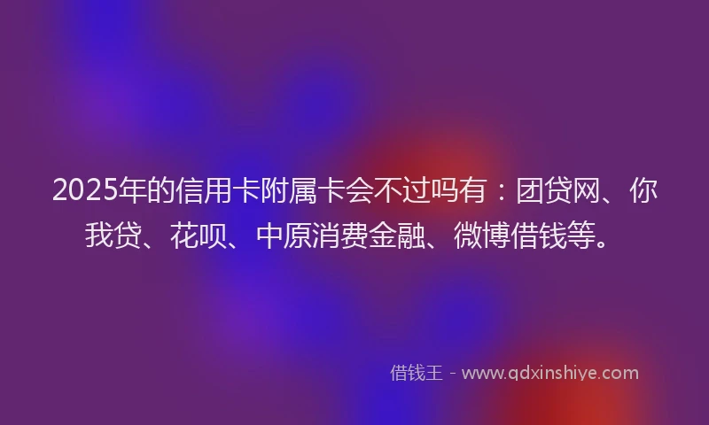 2025年的信用卡附属卡会不过吗有：团贷网、你我贷、花呗、中原消费金融、微博借钱等。