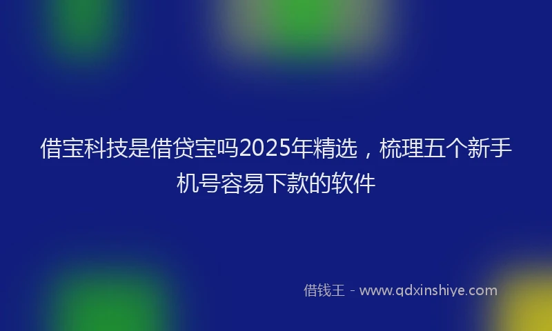 借宝科技是借贷宝吗2025年精选，梳理五个新手机号容易下款的软件