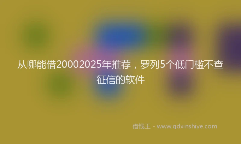从哪能借20002025年推荐，罗列5个低门槛不查征信的软件