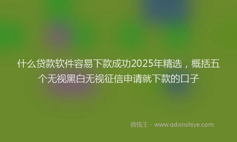 什么贷款软件容易下款成功2025年精选，概括五个无视黑白无视征信申请就下款的口子