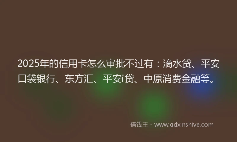 2025年的信用卡怎么审批不过有：滴水贷、平安口袋银行、东方汇、平安i贷、中原消费金融等。