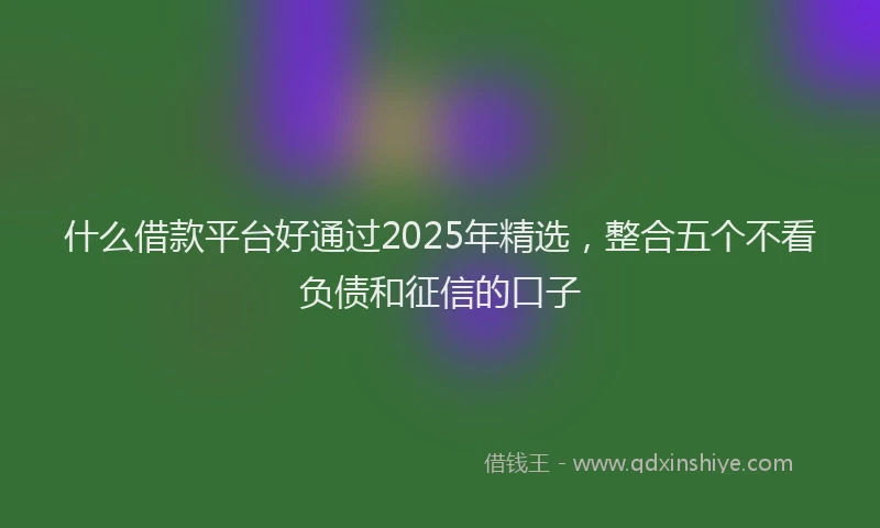 什么借款平台好通过2025年精选，整合五个不看负债和征信的口子