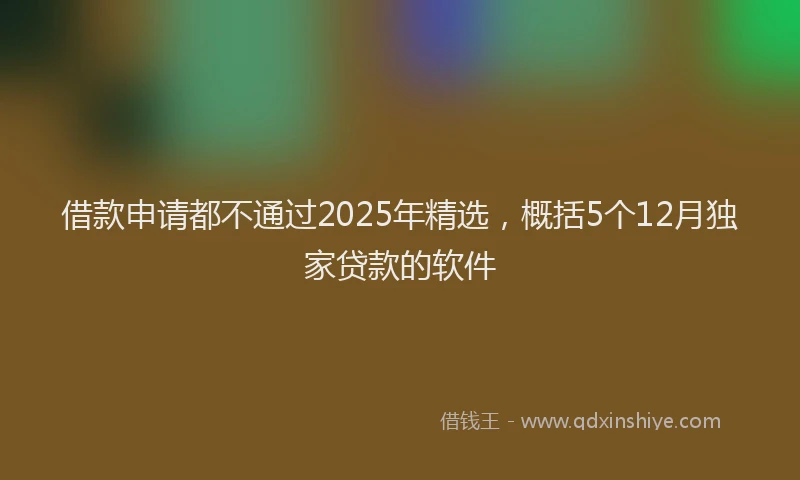 借款申请都不通过2025年精选，概括5个12月独家贷款的软件