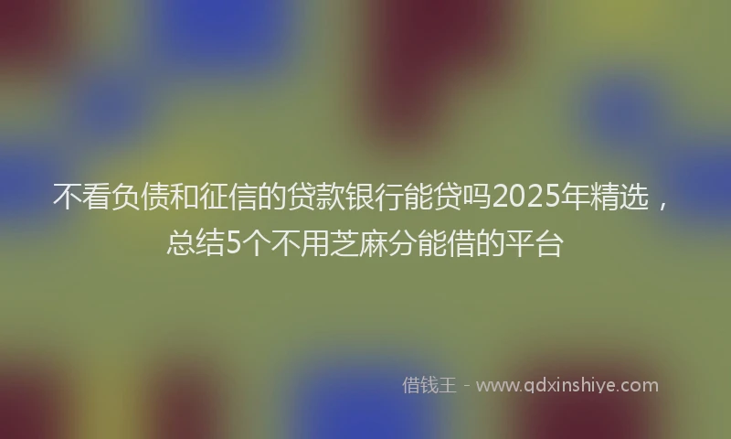 不看负债和征信的贷款银行能贷吗2025年精选，总结5个不用芝麻分能借的平台