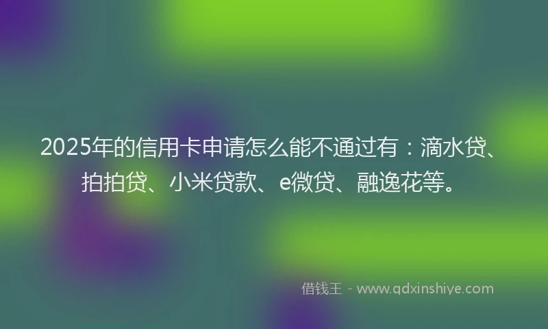 2025年的信用卡申请怎么能不通过有：滴水贷、拍拍贷、小米贷款、e微贷、融逸花等。