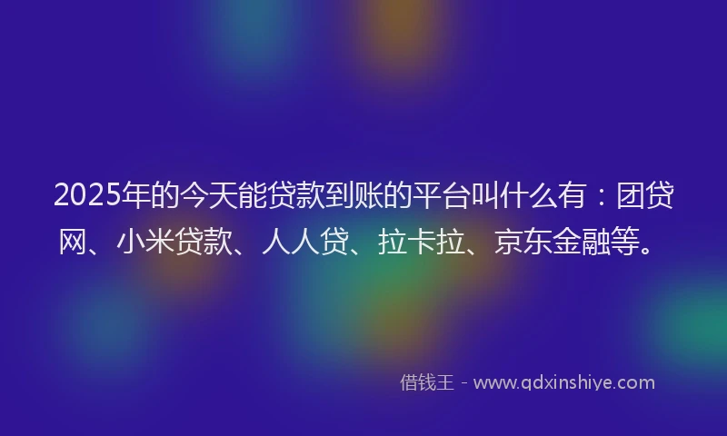 2025年的今天能贷款到账的平台叫什么有：团贷网、小米贷款、人人贷、拉卡拉、京东金融等。