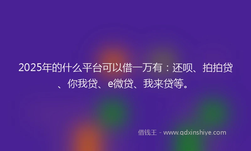 2025年的什么平台可以借一万有：还呗、拍拍贷、你我贷、e微贷、我来贷等。