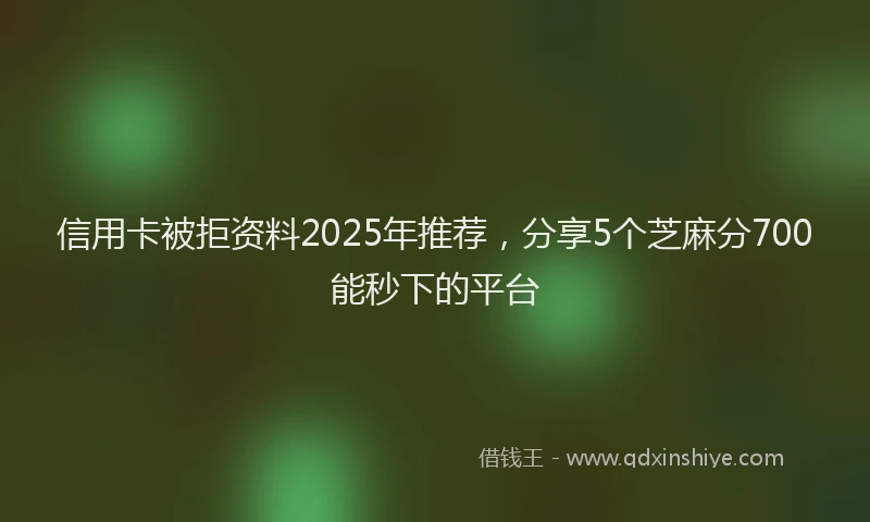 信用卡被拒资料2025年推荐，分享5个芝麻分700能秒下的平台
