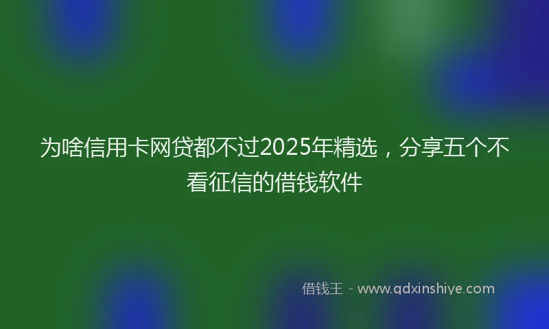 为啥信用卡网贷都不过2025年精选，分享五个不看征信的借钱软件