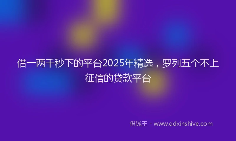借一两千秒下的平台2025年精选，罗列五个不上征信的贷款平台