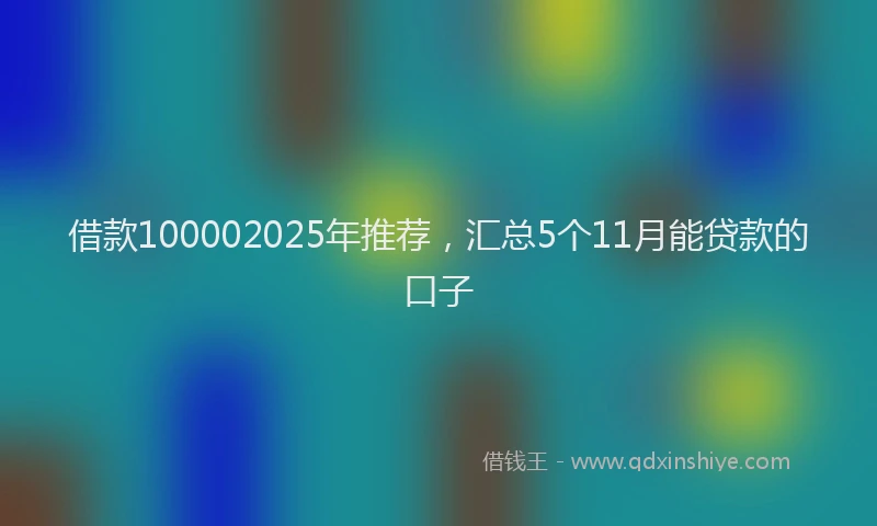 借款100002025年推荐，汇总5个11月能贷款的口子