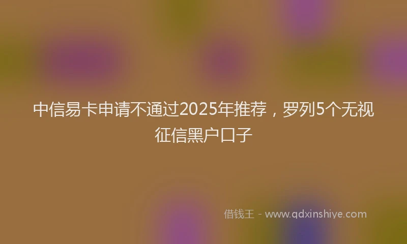 中信易卡申请不通过2025年推荐，罗列5个无视征信黑户口子