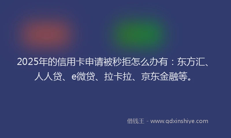 2025年的信用卡申请被秒拒怎么办有：东方汇、人人贷、e微贷、拉卡拉、京东金融等。