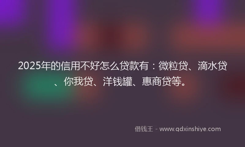 2025年的信用不好怎么贷款有：微粒贷、滴水贷、你我贷、洋钱罐、惠商贷等。
