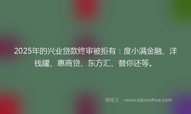 2025年的兴业贷款终审被拒有：度小满金融、洋钱罐、惠商贷、东方汇、替你还等。