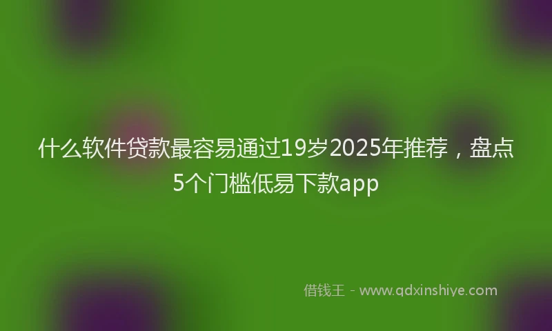 什么软件贷款最容易通过19岁2025年推荐，盘点5个门槛低易下款app