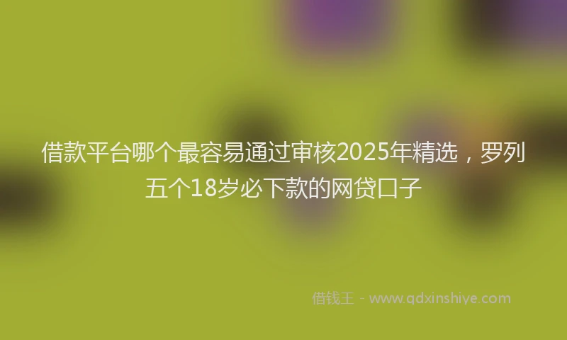 借款平台哪个最容易通过审核2025年精选，罗列五个18岁必下款的网贷口子
