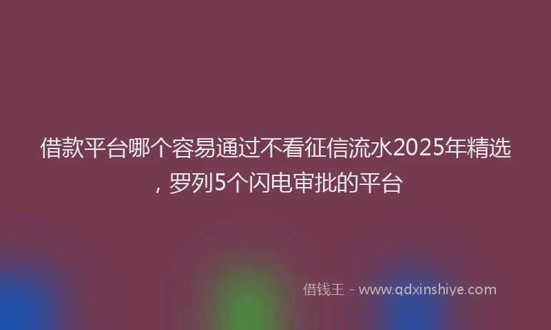借款平台哪个容易通过不看征信流水2025年精选，罗列5个闪电审批的平台