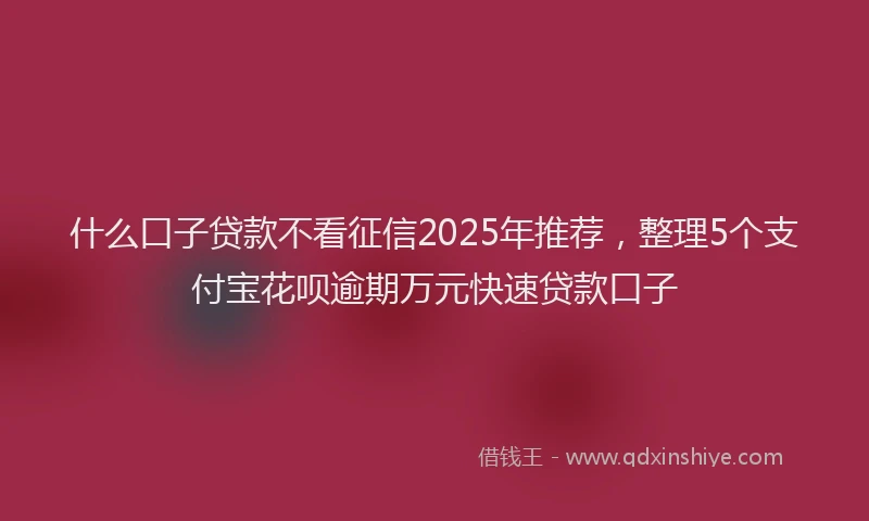 什么口子贷款不看征信2025年推荐，整理5个支付宝花呗逾期万元快速贷款口子