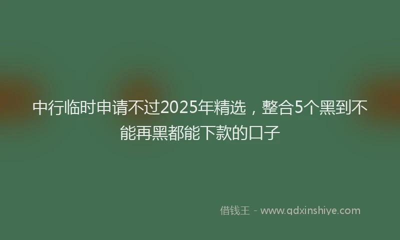 中行临时申请不过2025年精选，整合5个黑到不能再黑都能下款的口子