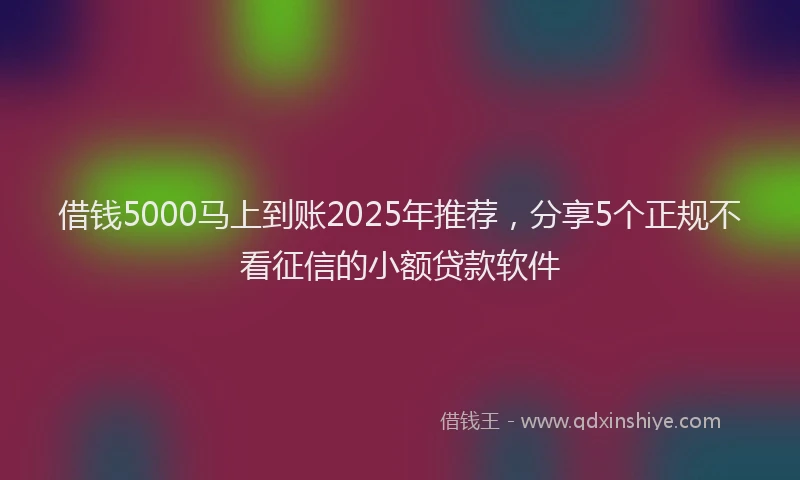 借钱5000马上到账2025年推荐，分享5个正规不看征信的小额贷款软件
