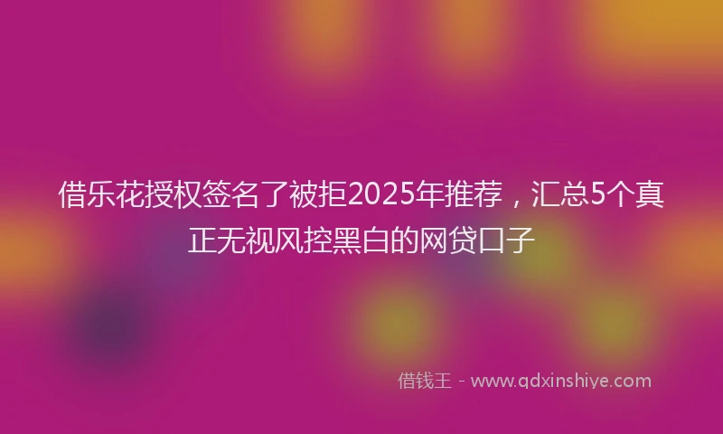 借乐花授权签名了被拒2025年推荐，汇总5个真正无视风控黑白的网贷口子