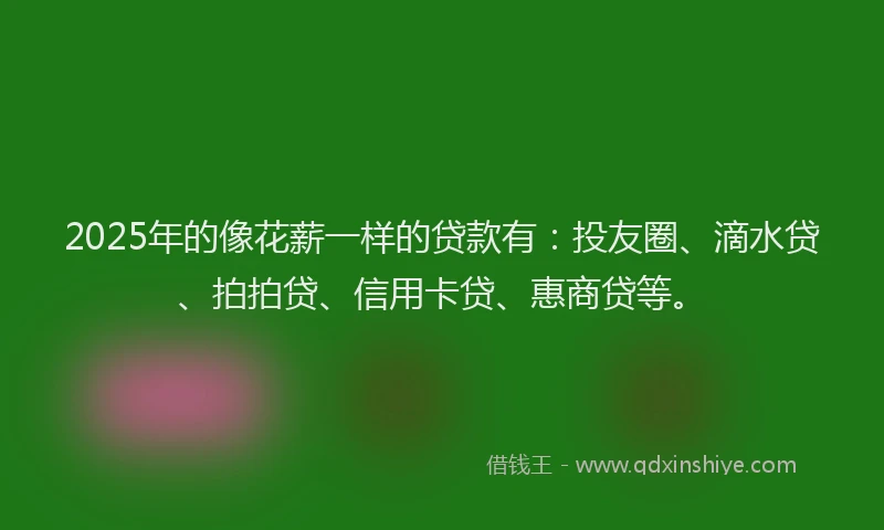 2025年的像花薪一样的贷款有：投友圈、滴水贷、拍拍贷、信用卡贷、惠商贷等。