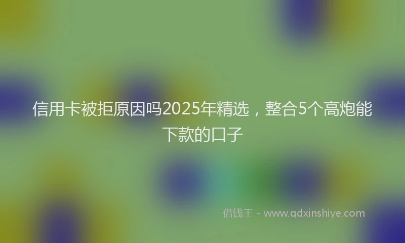 信用卡被拒原因吗2025年精选，整合5个高炮能下款的口子