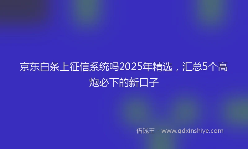 京东白条上征信系统吗2025年精选，汇总5个高炮必下的新口子