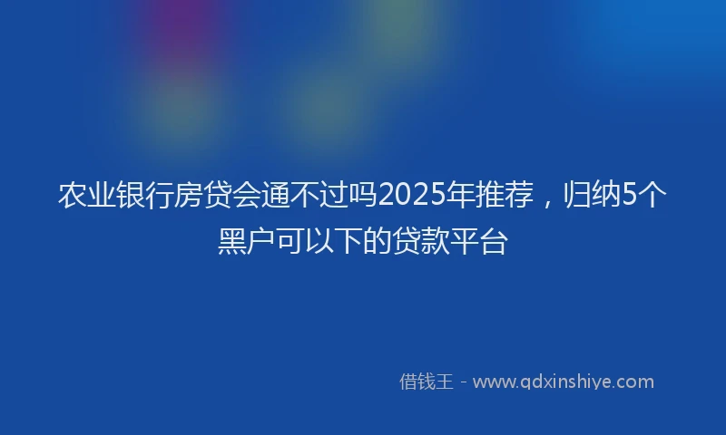 农业银行房贷会通不过吗2025年推荐，归纳5个黑户可以下的贷款平台
