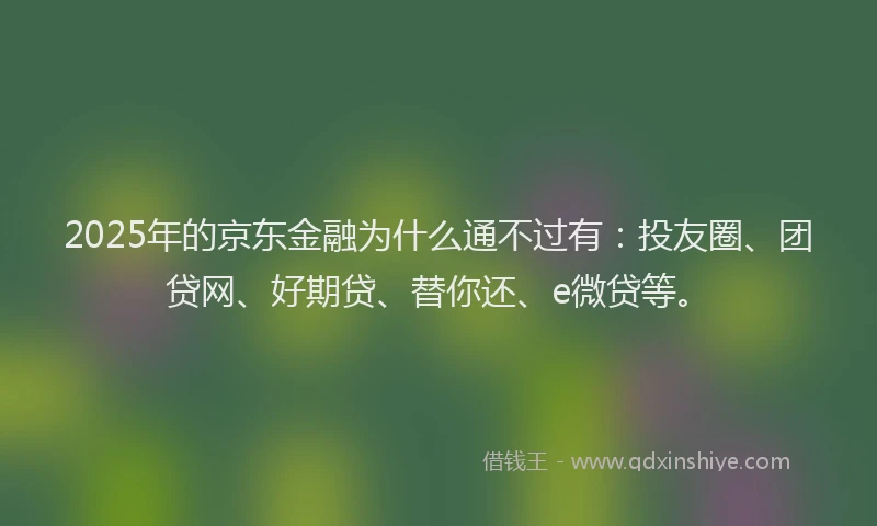 2025年的京东金融为什么通不过有：投友圈、团贷网、好期贷、替你还、e微贷等。