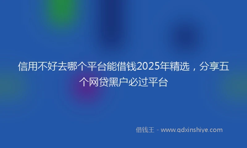 信用不好去哪个平台能借钱2025年精选，分享五个网贷黑户必过平台