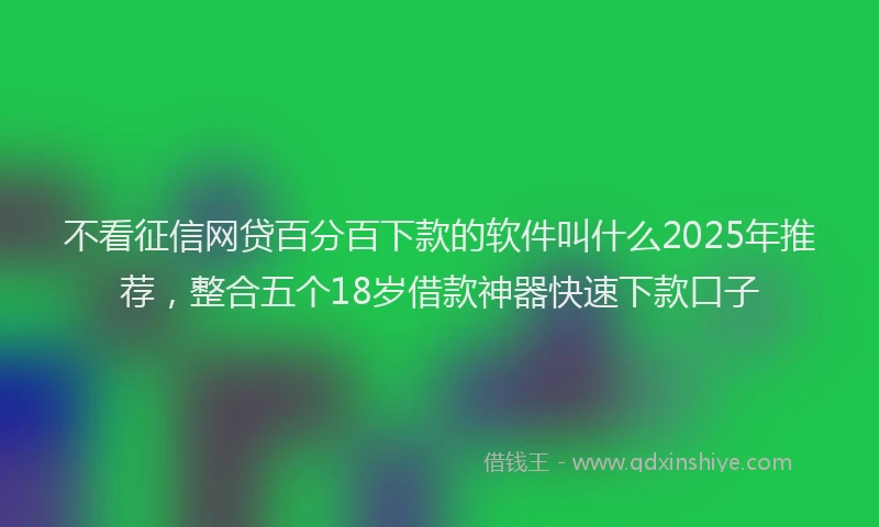不看征信网贷百分百下款的软件叫什么2025年推荐，整合五个18岁借款神器快速下款口子