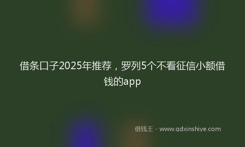 借条口子2025年推荐，罗列5个不看征信小额借钱的app